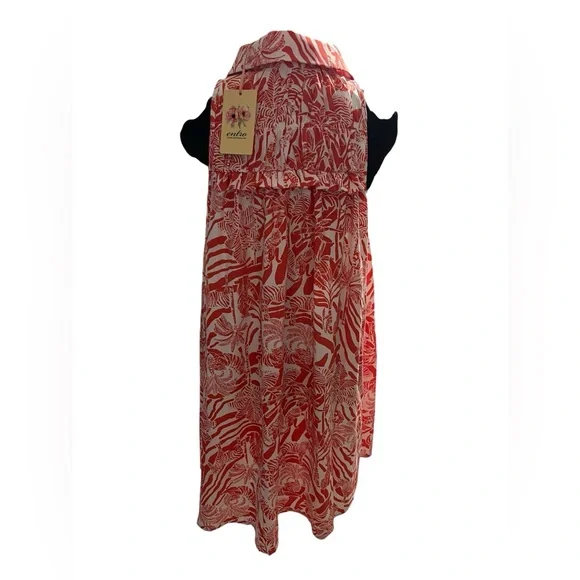 Entro Vibrant Orange Tropical Print Dress Size Small NWT - Picture 3 of 7